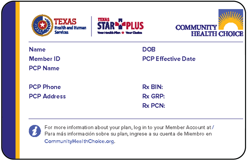 Community Health Choice STAR-PLUS member ID card